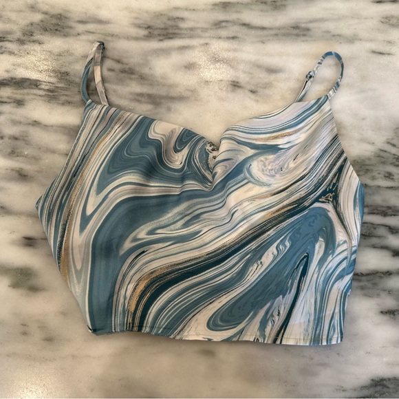 Mod On Trend Cowl Neck Marble Print Top - Picture 1 of 3